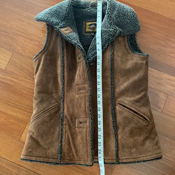 FoxRun Vintage LEATHER Womens Brown Winter Vest Sz M Four Buttons Front Pockets - Picture 14 of 17